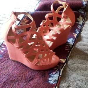 Peach Color Size 8 Glaze Flat/ Heels